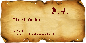 Mingl Andor névjegykártya